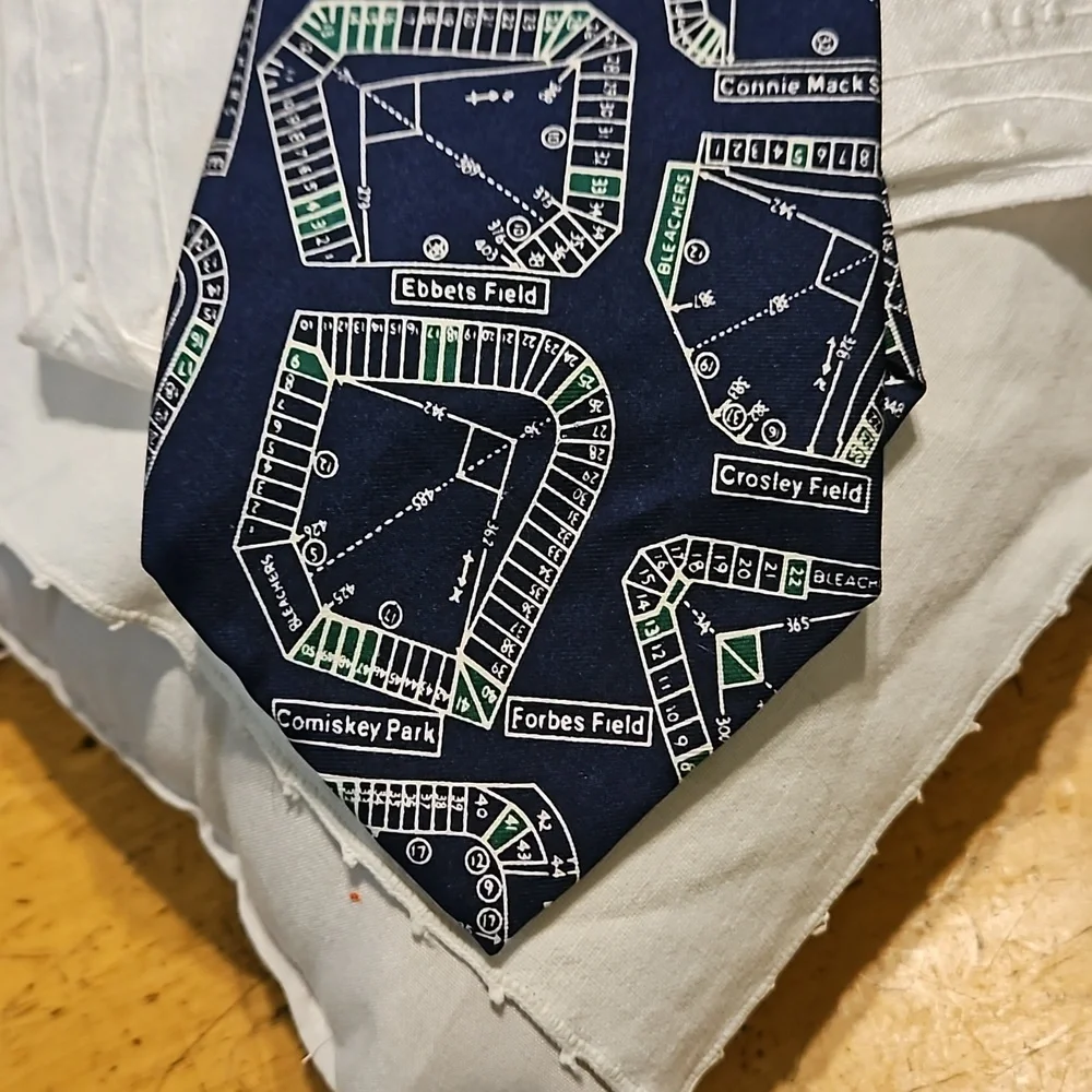 Josh Bach 100% Silk Blue Neck Tie Major League Old Ballparks Baseball Stadiums - Picture 2 of 5
